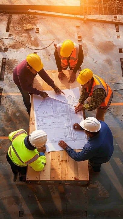 Équipe sur le chantier